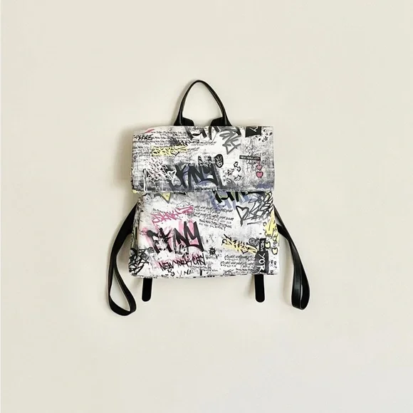 Dkny | Bags | Dkny Tilly Graffiti Mid Top Zip Faux Leather  display picture 3